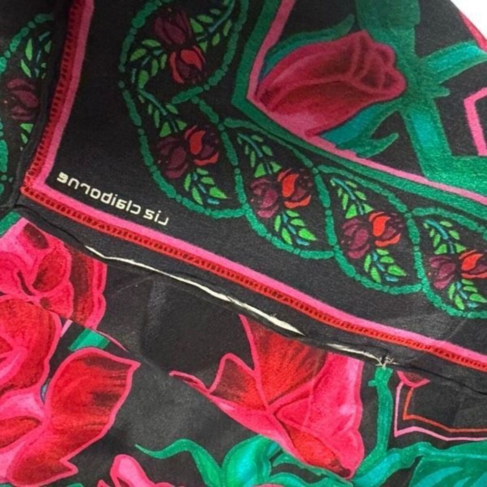 Vintage Liz Claiborne vintage scarf floral rose VTG - EUC - Picture 3 of 7